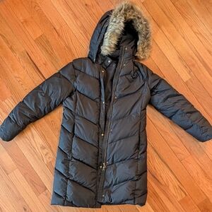 Women's Lands' End Puffer Coat with Faux Fur Hood
